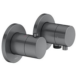 Keuco Edition 400 Brausethermostat 51553011121 schwarzchrom gebürstet, für 2 Verbraucher, inklusive Wandanschlußbogen