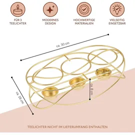 bremermann Speisenwärmer, für 3 Teelichter, ovale Warmhalteplatte, Stövchen, Gold