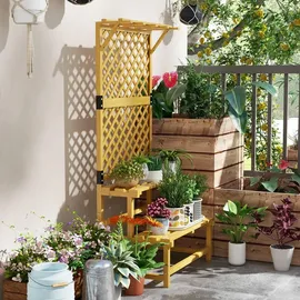Outsunny Pflanzentreppe 75 x 50 x 166 cm Gelb