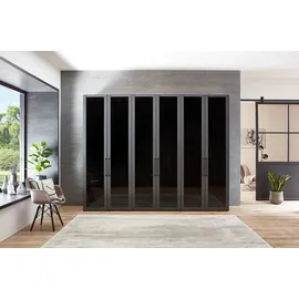 Wiemann Drehtürenschrank WIEMANN "Split", grau (graphit, dekor), B:295,2cm H:236cm T:58cm, Floatglas, Holzwerkstoff, Schränke, Drehtürenschrank, inkl. Türendämpfung