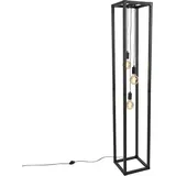 QAZQA Design Stehleuchte schwarz 3-Licht - Käfig