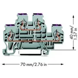 WAGO 870-508 Doppelstock-Durchgangsklemme 5mm Zugfeder Belegung: L Grau