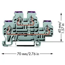 WAGO 870-508 Doppelstock-Durchgangsklemme 5mm Zugfeder Belegung: L Grau