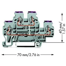WAGO 870-508 Doppelstock-Durchgangsklemme 5mm Zugfeder Belegung: L Grau