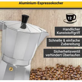 Krüger 513 Alu-Espressokocher 12 Tassen, Aluminium,