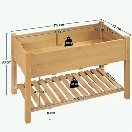 Yaheetech Hochbeet 119 x 57 x 80 cm Hellbraun