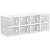 OKWISH Set aus Schuhboxen Kunststoff Transparent 28x36x21 cm, stapelbar mit Türen, 8-teilig