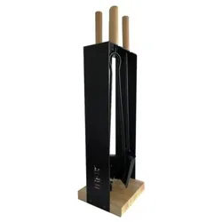 FIREFIX Premium Kaminbesteck 5-teilig, Holzgriffe, 69 cm, schwarz, K2450