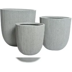 Decoris 3 Blumentöpfe 31-44cm Outdoor - Kunststoff Pflanzenkübel Blumenkübel Pflanzen Blumen Übertopf Pflanzentopf Pflanzgefäß für draußen Garten Hellgrau
