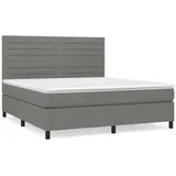 vidaXL Boxspringbett mit Matratze Dunkelgrau 160x200 cm Stoff