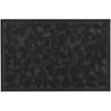 Relaxdays Fußmatte Gummi, 40 x 60 cm, Fußabtreter mit Noppen, innen & außen, wetterfest, Türvorleger Blätter, schwarz