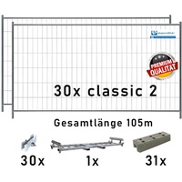 Bauzaun Paket / Set Classic 2 | 30 Stk mit KP30 und Betonfüßen