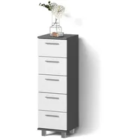 Livinity® Badschrank, Anthrazit, 5 Fächer, 5 Schubladen, Rechteckig, 30x95x30