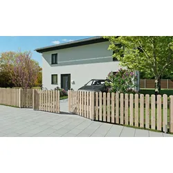 Doppeltor Holz Lausanne 300 x 150 cm – Gartentor aus naturbelassener Douglasie – Lattenzaun Tor für Grundstücke und Garten