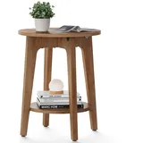 VASAGLE Beistelltisch, Couchtisch, Kleiner runder Tisch für Wohnzimmer, Nachttisch für kleine Räume, mit Ablage, moderner Stil, Honigbraun LET283T41