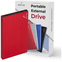 Storite 2,5 Zoll Ultra Slim tragbare Externe Festplatte USB 2.0 mit 1TB Speichererweiterung HDD Backup-Speicher Schnelle Datenübertragung Festplatte kompatibel mit MAC/Laptop/Desktop (Rot)