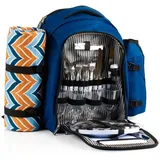 CampFeuer Freizeitrucksack Picknickrucksack 32-teilig, Picknickset für 4 Personen, blau (Set, Picknickrucksack 32-teilig) blau