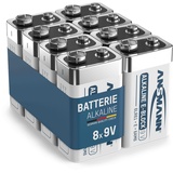 Ansmann Alkaline longlife 9V Block Batterien (8 Stück) - Premium Qualität für höhere Leistung, 9V Batterie ideal für Rauchmelder, Bewegungsmelder, Alarmanlagen & Kohlenmonoxid Warnmelder