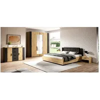 Lomadox Schlafzimmer komplett Set Bett Lattenrost Eiche Nb. Ehebett