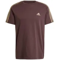 Adidas Essentials Single Jersey 3-Streifen T-Shirt Shadow Brown S