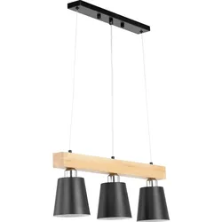 Uniprodo Pendelleuchte - 3 Leuchtmittel - Holzbalken