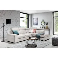 Fun Möbel Ecksofa Ecksofa Schlafsofa NOLAN inkl. USB-Anschluss, inkl. Bettkasten, Kopfteil verstellbar, Rundumbezug, inkl. USB-Anschluss beige