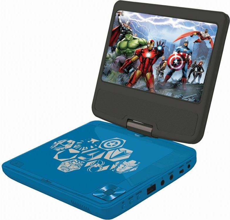 Lexibook Tragbarer DVD Player im Avenger Design, mit 7 Zoll Display, USB Anschluss und Kopfhörer, Bluray + DVD Player