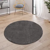 Paco Home Cadiz 630 Kurzflorteppich Ø 80 cm anthrazit