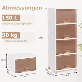 Costway Aufbewahrungsbox 45 x 38 x 117 cm 4-tlg. weiß