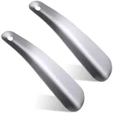 Jeffdad 2 Stück Klein Metall Schuhlöffel, 16cm Edelstahl Schuhanzieher Shoe Horn mit hängendem Loch ergonomischer Form fürGeeignet für Männer Frauen Kinder Senioren zu Hause und auf Reisen