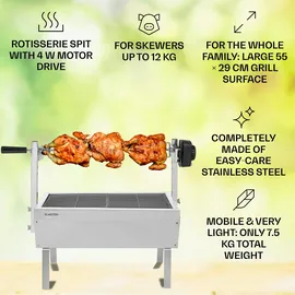 Klarstein GQ5-Sauenland Mini Rotisserie-Grill Drehspieß 4W 12kg max. Edelstahl