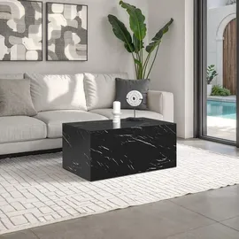Tectake Couchtisch Marmor Optik Schwarz Holz 90 x 50 x 40 cm