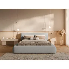 FEDVE Polsterbett Hellgrau, Textil, 140x200 cm, - Hellgrau