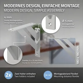 ML-Design 4 Stück Regalhalterung 180x180 mm, Silber, Aluminium, Schwebende Regalhalterungen, Regalwinkel, Regalbodenträger Regalträger Regal-Konsole