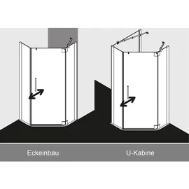 Kermi Pasa XP Fünfeck-Duschkabine Pendeltür rechts 90 x 80 cm Clean PXR00F2420VPK