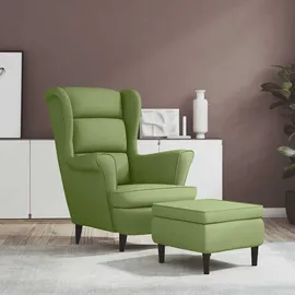 vidaXL Ohrensessel mit Hocker Samt 81 x 96 x 90 cm Hellgrün