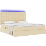vidaXL LED-Speicherbett 160 x 200 cm Creme