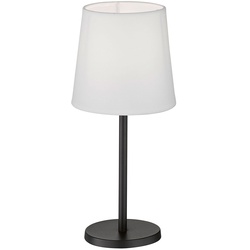 Tischleuchten Wohnzimmer Nachttischlampe Leselampe Tischlampe rund schwarz, Chintz weiß Metall, 1x E14, DxH 14x30 cm