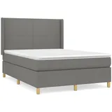 vidaXL Boxspringbett mit Matratze Dunkelgrau 140x200 cm Stoff