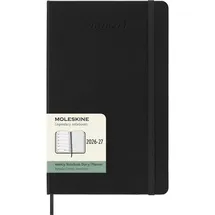 Moleskine 18 Monate Wochen Notizkalender 2026/2027, L/A5, 1 Wo = 1 Seite, Rechts linierte Seite, Fester Einband, Schwarz