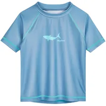 Playshoes Unisex Kinder Badeshirt Rash-Guard-Shirt, Blau Hai, 86-92