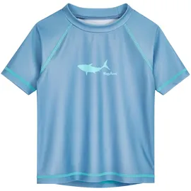 Playshoes Unisex Kinder Badeshirt Rash-Guard-Shirt, Blau Hai, 86-92