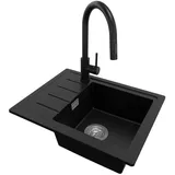Primagran Kopenhagen Easy S019 rechts Einbau Granit schwarz Handbetätigung 550 x 440 mm