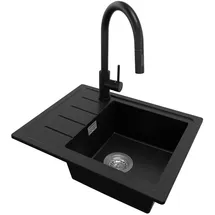 Primagran Kopenhagen Easy S019 rechts Einbau Granit schwarz Handbetätigung 550 x 440 mm