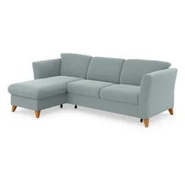 Home Affaire Ecksofa HOME AFFAIRE "Trelleborg L-Form", blau (aqua), B:249cm H:86cm T:162cm, 100% Polyester, Sofas, Ecksofa, Federkern-Polsterung, wahlweise mit Bettfunktion und Bettkasten