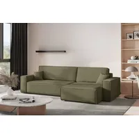 Kaiser Möbel Ecksofa mit schlaffunktion und bettkasten, Eckcouch BEST XL  stoff Poso Dicker Cord Olive Rechts