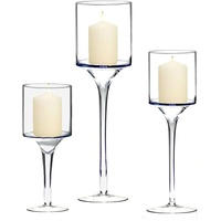 Boltze Windlicht Arosa 3-teilig (Deko-Gläser für Kerzen, Weihnachtsdekoration, Kerzenständer Höhen 30 cm, 40 cm, 50 cm, Form rund) 7119100