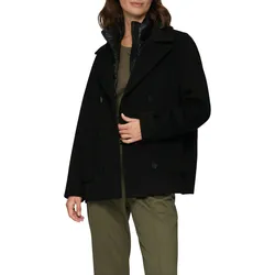 Cabanjacke S.OLIVER, Damen, Gr. 44, schwarz, Obermaterial: 69% Polyester, 27% Wolle, 4% Polyamid. Futter: 100% Polyester, unifarben, casual, regular fit taillenbedeckt, ohne Ausschnitt, Langarm gerader Abschluss, Jacken, mit herausnehmbarem Inlay