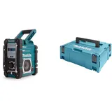 Makita DMR112 Akku-Baustellenradio 7,2 V - 18 V mit DAB+ und Bluetooth (ohne Akku, ohne Ladegerät), türkis & 821550-0 Makpac Gr.2, Langlebig und Robust, 157 mm