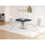 TALICIA klappbarer Esstisch - Gehärtetes Glas und Metall - Für 6 - 8 Personen - Farbe Grau - Grau